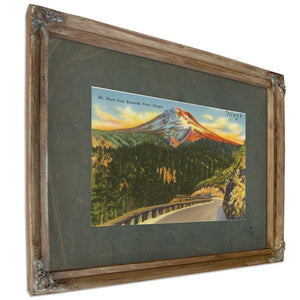 Mt Hood From Buzzards Point Oregon'1, Verdigris frame — vintage framed wall art by Bella Frye