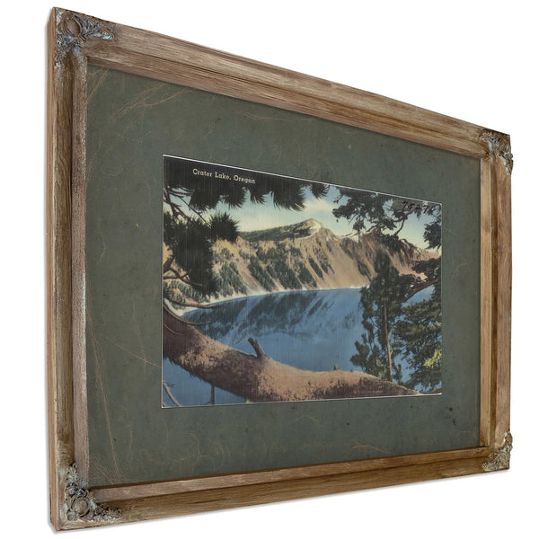 Crater Lake Oregon, Verdigris frame — vintage framed wall art by Bella Frye