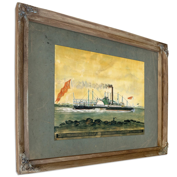 Steamboat Lexington The Fastest Boat That Ever Sailed — Verdigris Framed Canvas Print | Bella Frye