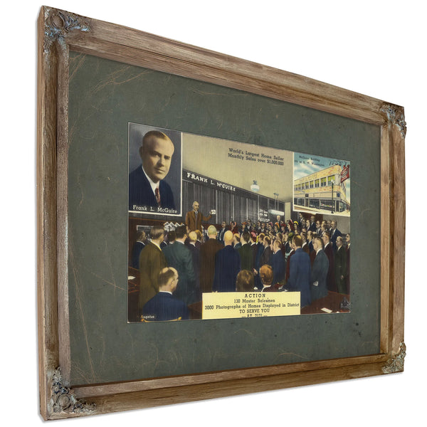 Frank L Mcguire World's Largest Home Seller Monthly Sales Over $1000000, Verdigris frame — vintage framed wall art by Bella Frye