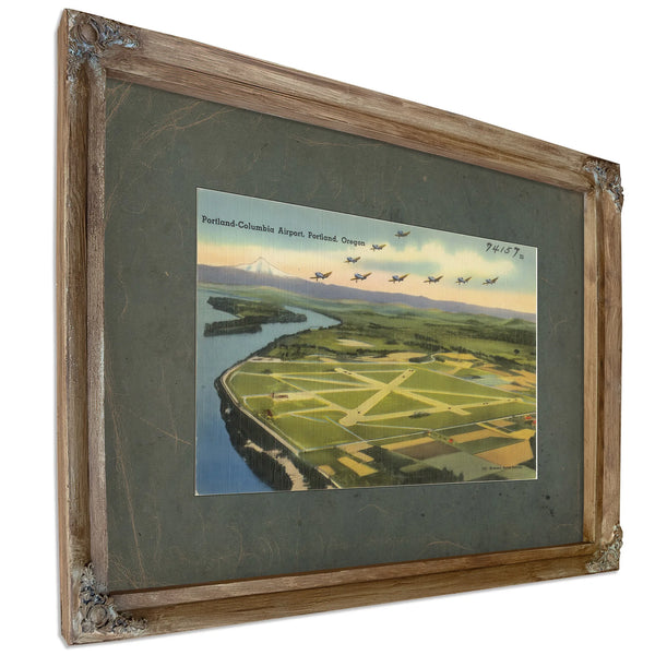 Portland Columbia Airport Portland Oregon, Verdigris frame — vintage framed wall art by Bella Frye