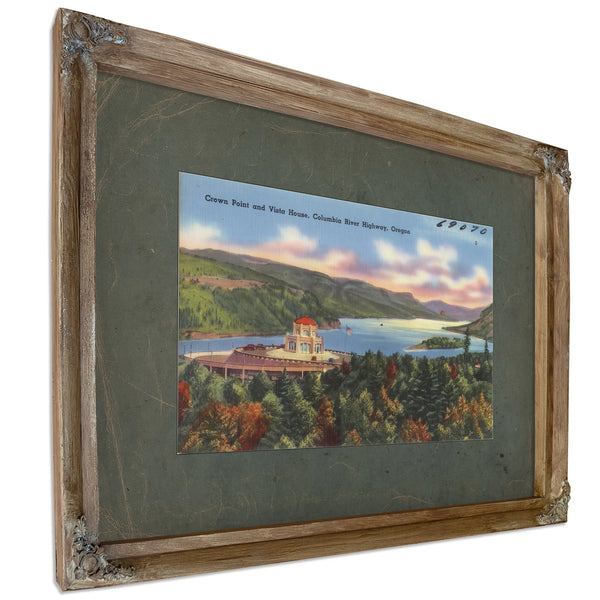 Crown Point And Vista House Columbia River Highway Oregon, Verdigris frame — vintage framed wall art by Bella Frye