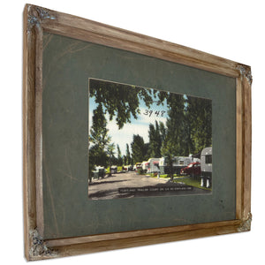 Portland Trailer Court On Us 99 Portland Ore, Verdigris frame — vintage framed wall art by Bella Frye