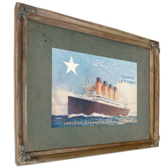 White Star Line Olympic and Titanic Promotional Brochure Cover — Verdigris Framed Canvas Print | Bella Frye