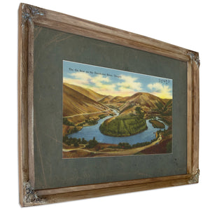 The Ox Bow On The Deschutes River Oregon, Verdigris frame — vintage framed wall art by Bella Frye