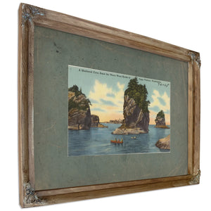 A Sheltered Cove Amid The Wave Worn Rock Of Cape Flattery Washington, Verdigris frame — vintage framed wall art by Bella Frye