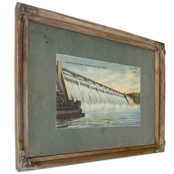Grand Coulee Dam Grand Coulee Dam Wash'1, Verdigris frame — vintage framed wall art by Bella Frye