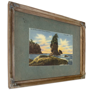 The Old Man Of Cape Flattery Washington, Verdigris frame — vintage framed wall art by Bella Frye