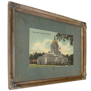 State Capitol At Olympia Washington, Verdigris frame — vintage framed wall art by Bella Frye