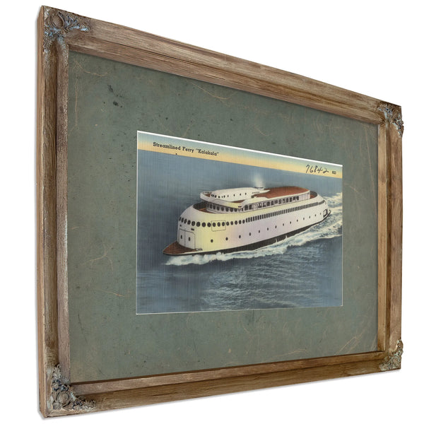 Streamlined Ferry 'Kalakala, Verdigris frame — vintage framed wall art by Bella Frye