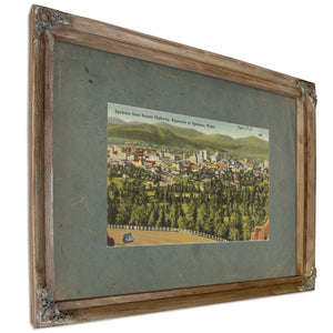 Spokane From Sunset Highway Approach To Spokane Wash, Verdigris frame — vintage framed wall art by Bella Frye