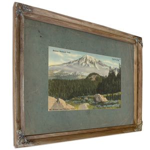 Rainier National Park Mt Rainier And Paradise Valley Washington'4, Verdigris frame — vintage framed wall art by Bella Frye