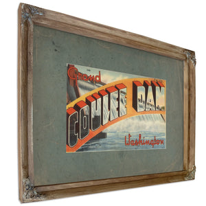 Grand Coulee Dam Washington, Verdigris frame — vintage framed wall art by Bella Frye