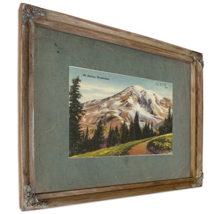 Mt Rainier Washington, Verdigris frame — vintage framed wall art by Bella Frye