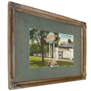 Woodland Park Motel, Verdigris frame — vintage framed wall art by Bella Frye
