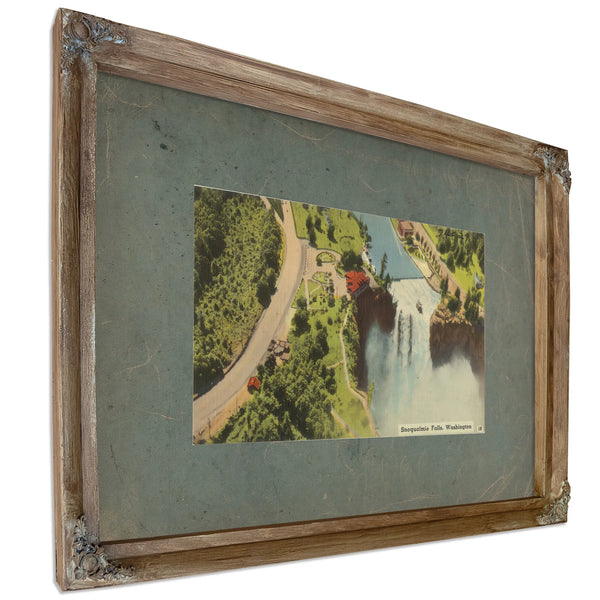 Snoqualmie Falls Washington, Verdigris frame — vintage framed wall art by Bella Frye