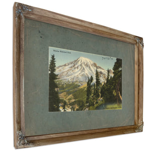 Rainier National Park Mt Rainier And Paradise Valley Washington, Verdigris frame — vintage framed wall art by Bella Frye
