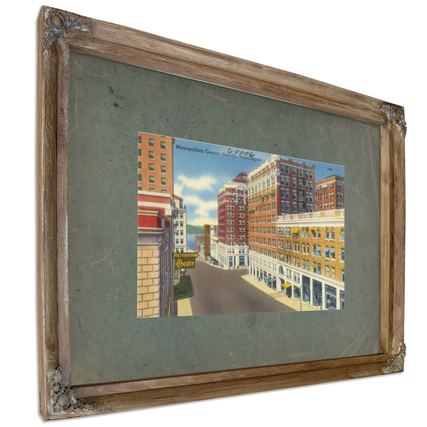 Metropolitan Center Seattle Washington, Verdigris frame — vintage framed wall art by Bella Frye