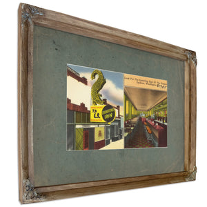 Chung King Inn Look For Sparkling Sign Of The Dragon Spokane Washington, Verdigris frame — vintage framed wall art by Bella Frye