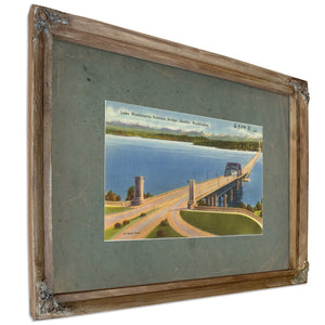 Lake Washingtonpontoon Bridge Seattle Washington, Verdigris frame — vintage framed wall art by Bella Frye