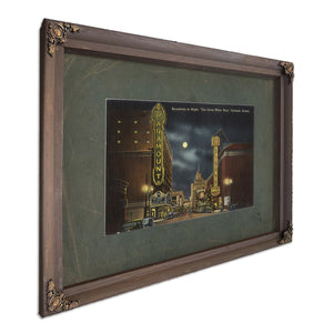 Broadway At Night 'The Great White Way' Portland Oregon, Bourbon frame — vintage framed wall art by Bella Frye