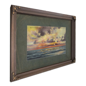 Sunset At Seaside Oregon On Pacific Ocean, Bourbon frame — vintage framed wall art by Bella Frye