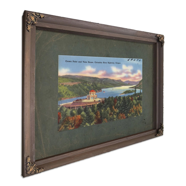 Crown Point And Vista House Columbia River Highway Oregon, Bourbon frame — vintage framed wall art by Bella Frye