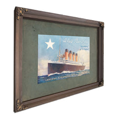 White Star Line Olympic and Titanic Promotional Brochure Cover — Bourbon Framed Canvas Print | Bella Frye