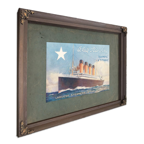 White Star Line Olympic and Titanic Promotional Brochure Cover — Bourbon Framed Canvas Print | Bella Frye