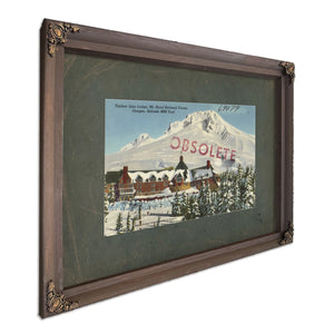 Timberline Lodge Mt Hood National Forest Oregon Altitude 6000 Feet, Bourbon frame — vintage framed wall art by Bella Frye