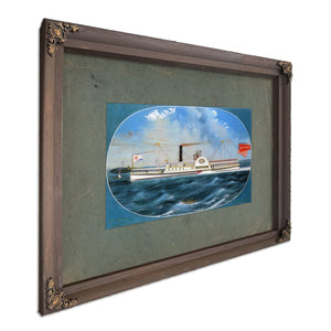 Steamboat Reindeer Hudson River Side Wheel Passenger Steamer — Bourbon Framed Canvas Print | Bella Frye