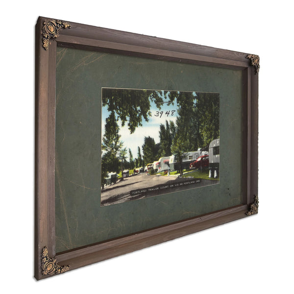 Portland Trailer Court On Us 99 Portland Ore, Bourbon frame — vintage framed wall art by Bella Frye