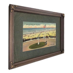 End Of The Oregon Trail Turn Around Beach At Seaside Oregon, Bourbon frame — vintage framed wall art by Bella Frye