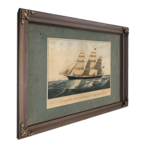 Clipper Ship Sovereign of the Seas lithograph by N Currier dedicated to Donald — Bourbon Framed Canvas Print | Bella Frye