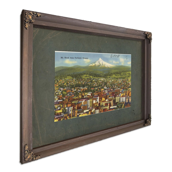 Mt Hood From Portland Oregon, Bourbon frame — vintage framed wall art by Bella Frye
