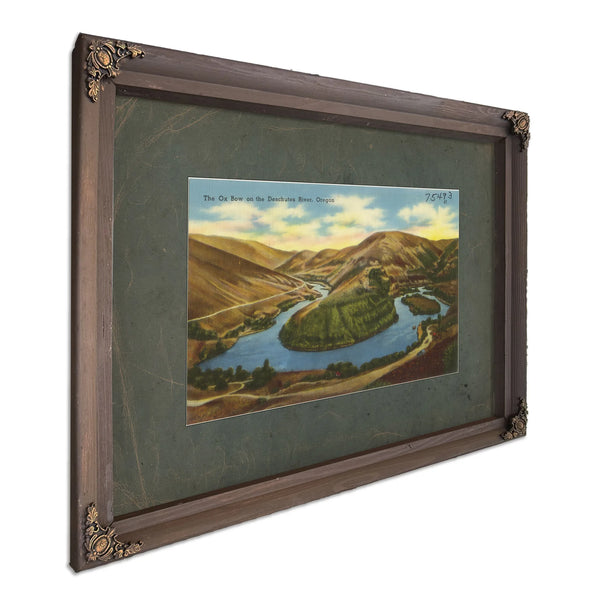 The Ox Bow On The Deschutes River Oregon, Bourbon frame — vintage framed wall art by Bella Frye