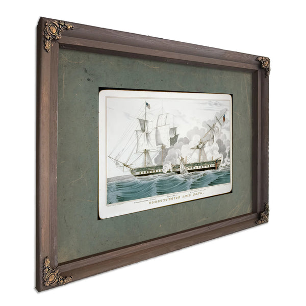Constitution and Java Naval Battle of the War of 1812 — Bourbon Framed Canvas Print | Bella Frye