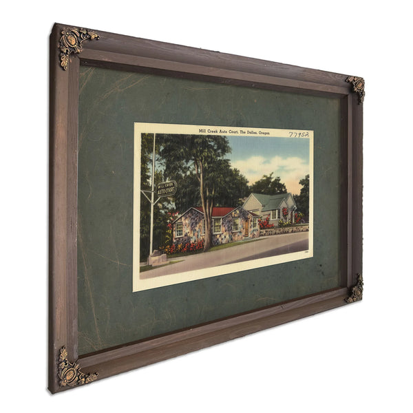 Mill Creek Auto Court The Dalles Oregon, Bourbon frame — vintage framed wall art by Bella Frye
