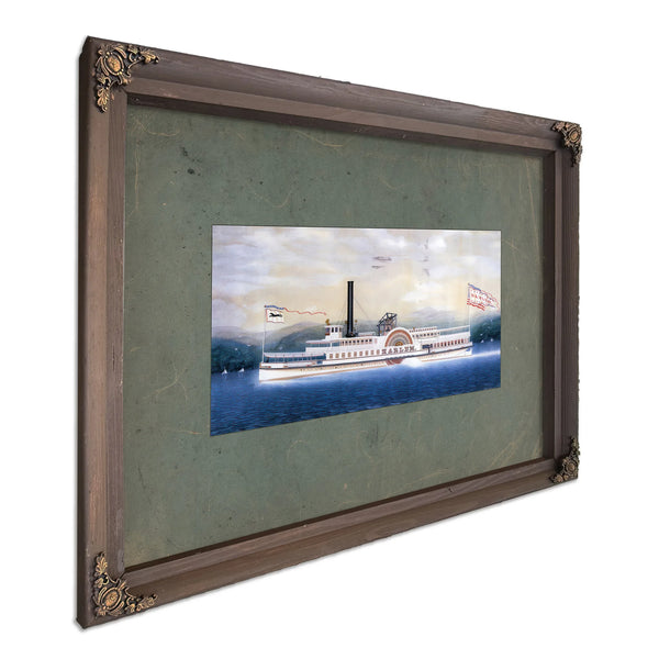 Steamboat Harlem on the Hudson River — Bourbon Framed Canvas Print | Bella Frye
