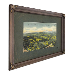 Mt St Helens Mt Rainier And Mt Adams From Mt Hood Oregon, Bourbon frame — vintage framed wall art by Bella Frye