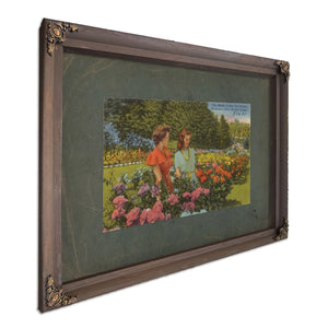 Two Models In Rose Test Gardens Washington Park Portland Oregon, Bourbon frame — vintage framed wall art by Bella Frye