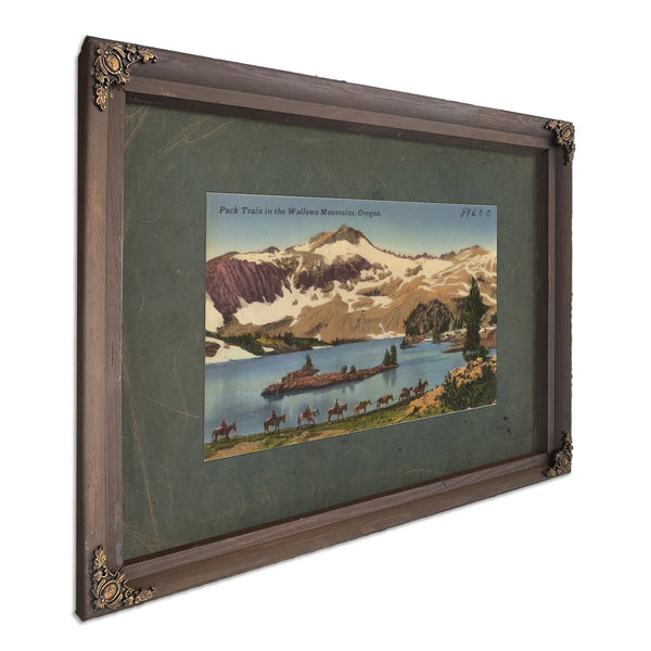 Pack Train In The Wallowa Mountains Oregon, Bourbon frame — vintage framed wall art by Bella Frye