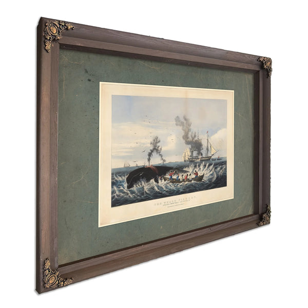 The Whale Fishery Attacking a Right Whale and Cutting In — Bourbon Framed Canvas Print | Bella Frye