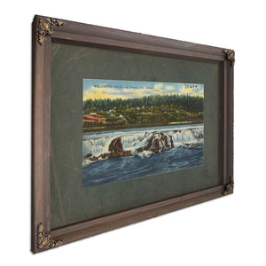 Willamette Falls At Oregon City Oregon, Bourbon frame — vintage framed wall art by Bella Frye