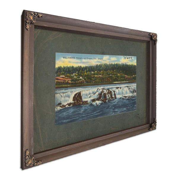 Willamette Falls At Oregon City Oregon, Bourbon frame — vintage framed wall art by Bella Frye
