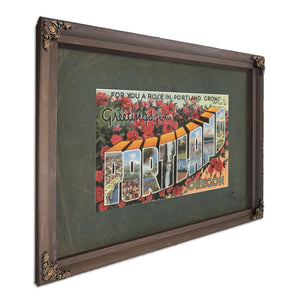 For You A Rose In Portland Grows Greetings From Portland Oregon, Bourbon frame — vintage framed wall art by Bella Frye