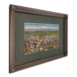 Air View Of Portland Oregon From South West, Bourbon frame — vintage framed wall art by Bella Frye