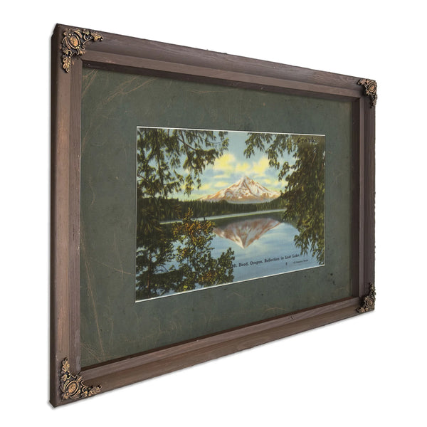 Mt Hood Oregon Reflection In Lost Lake'2, Bourbon frame — vintage framed wall art by Bella Frye
