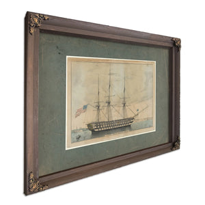 US. Ship North Carolina 102 Guns — Bourbon Framed Canvas Print | Bella Frye