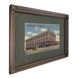 Francis Motor Car Company Ford Sales And Services Since 1914, Bourbon frame — vintage framed wall art by Bella Frye